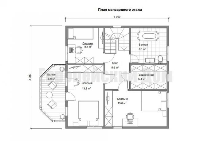 Disposition of the second floor. Photo source: dom-bt.com