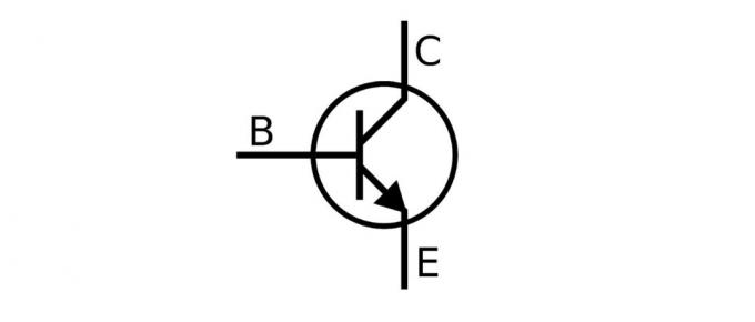 Graphic symbol of the transistor in the circuit