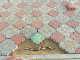LED paving stones with their hands