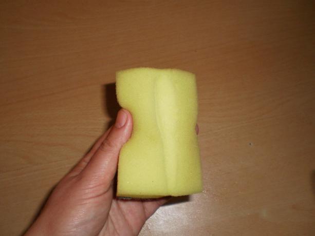 Cut the sponge into two parts