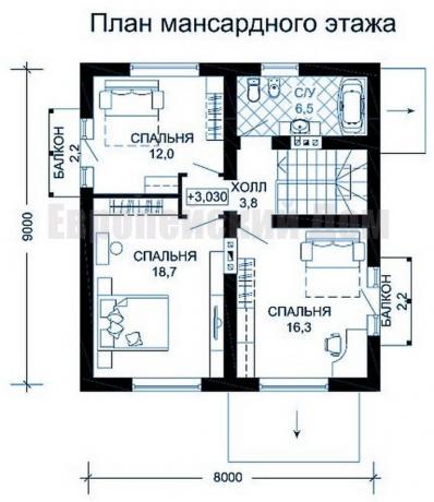 Disposition of the second floor. Photo source: dom-bt.com