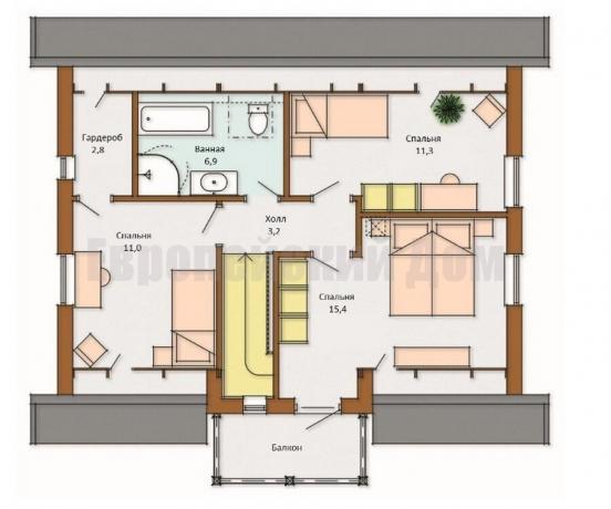 Disposition of the second floor. Photo source: dom-bt.com