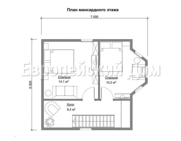 Disposition of the second floor. Photo source: dom-bt.com