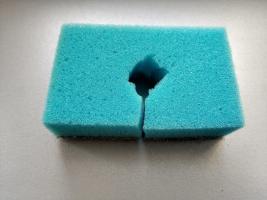 Girlfriend when I cut a hole in the sponge for washing dishes. Now I, too, so do