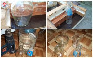 How to make the sugar bowl of the glass bottle. And the little glass turned