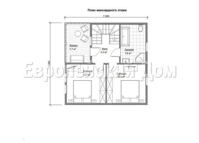 Disposition of the second floor. Photo source: dom-bt.com