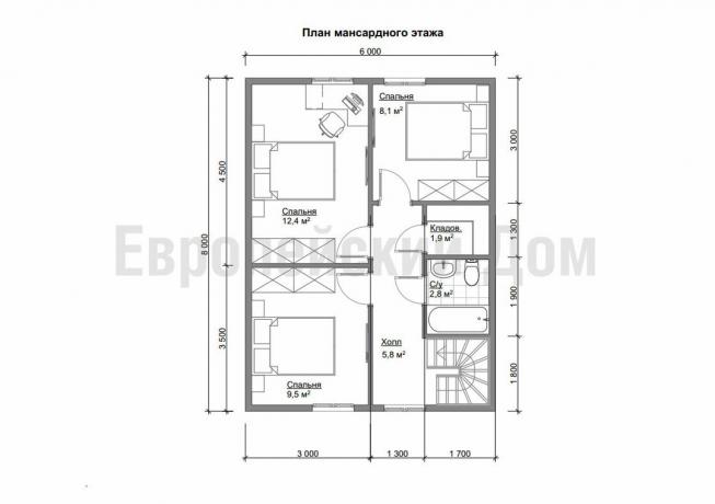 Disposition of the second floor. Photo source: dom-bt.com