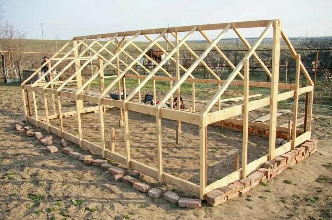 Greenhouse frame made of boards