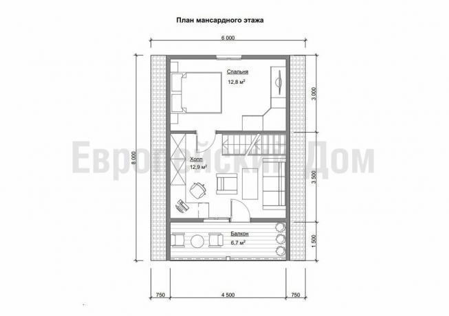 Disposition of the second floor. Photo source: dom-bt.com