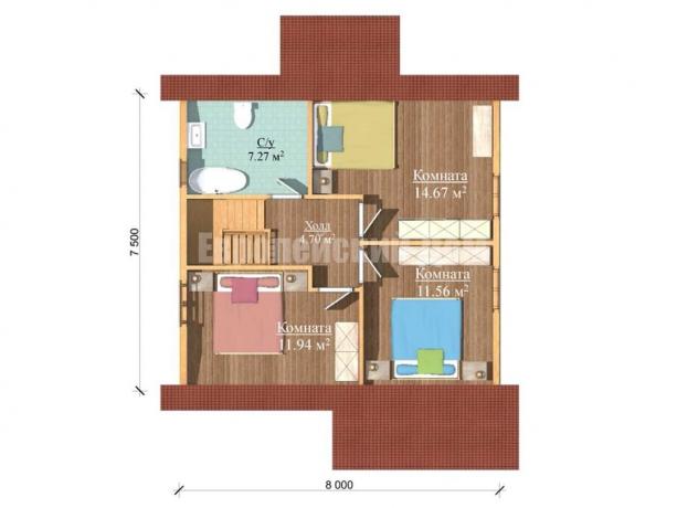 Disposition of the second floor. Photo source: dom-bt.com