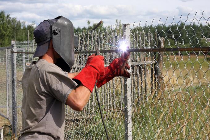 Netting and welded to the steel strip.