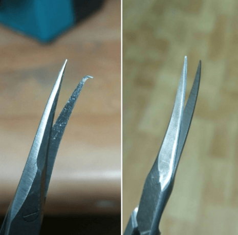 One of the possible consequences of improper sharpening scissors