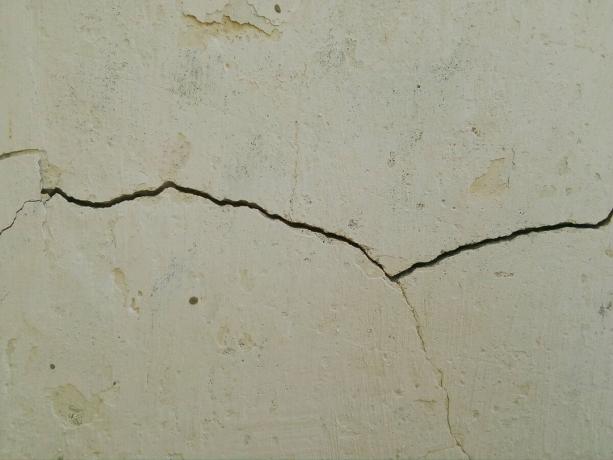 The crack in the wall of the house