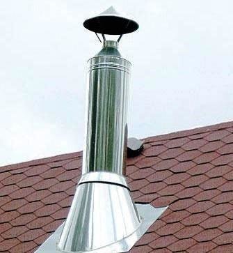 To seal the exit through the roof Special roof dressing applied. They are marketed under different angles of inclination of the roof from 15-35 ° to 35-55 °. Roof cutting tube mounted on the chimney top, and the cutting edge of the sheet is put under strong point of the roof.