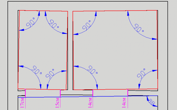 Blue line - an attempt to align the openings due to plastering the walls of the corridor